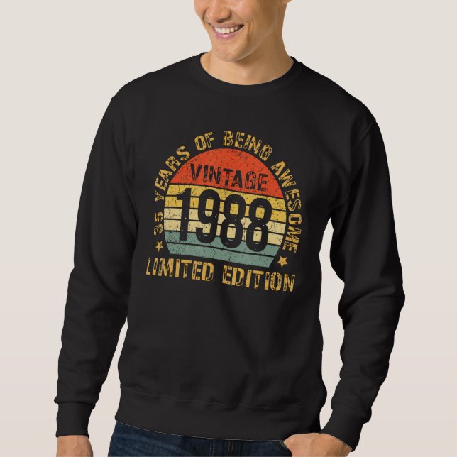 Turning 35 Birthday Decorations Men 35th BDay 1988 Sweatshirt (Front)