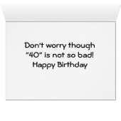 TURNING **40** WITH MEMORY LOSS HUMOR CARDS (Inside Horizontal (Bottom))