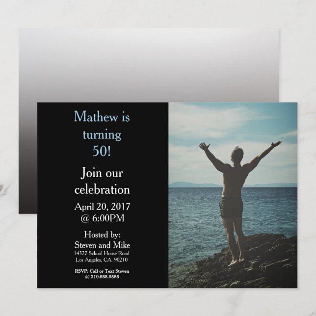 Turning 50 50th Birthday Party Photo Invitation (Front/Back)