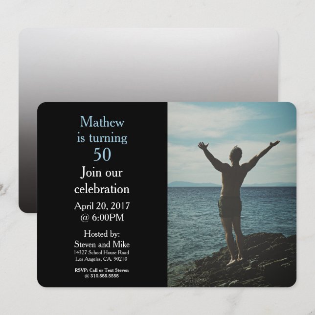 Turning 50 50th Birthday Party Photo Invitation (Front/Back)