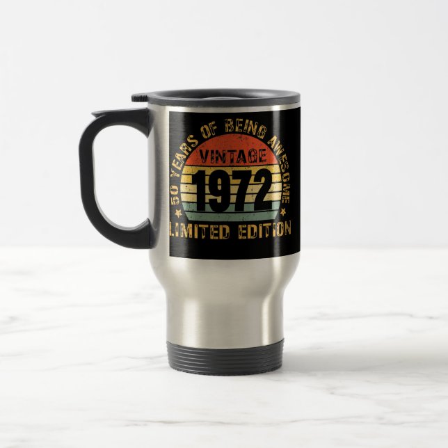 Turning 50 Birthday Decorations Men 50th BDay Travel Mug (Left)