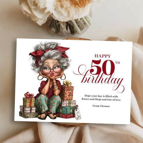 Turning 50 quirky woman fun humorous greeting