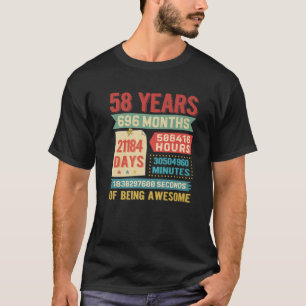 Turning 58 Years Old 58Th Birthday Decorations Bda T-Shirt