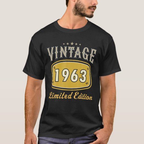 Turning 60 Birthday Decorations Men 60Th Bday 1963 T_Shirt