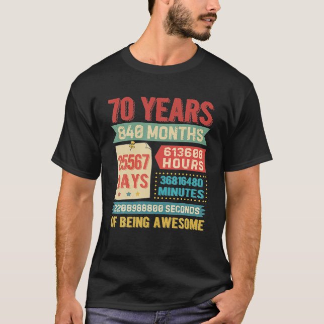 Turning 70 Years Old 70th Birthday Decorations T-Shirt (Front)