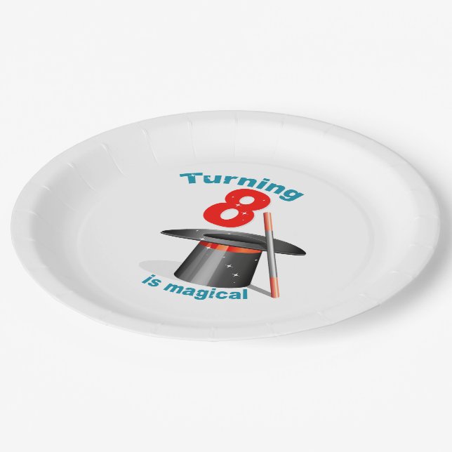 Turning 8 is Magical 8th Birthday Paper Plates (Angled)