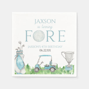 Turning Fore Blue Golf 4th Birthday Party Napkins