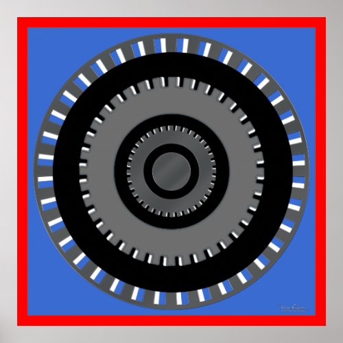 Turning Gear Optical Illusion Poster