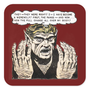 Turning Into A Werewolf Vintage Comic Book Panel Square Sticker