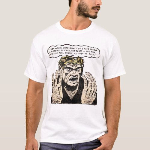 Turning Into A Werewolf Vintage Comic Book Panel T_Shirt