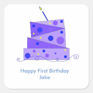 Turning One Birthday Cake Square Sticker