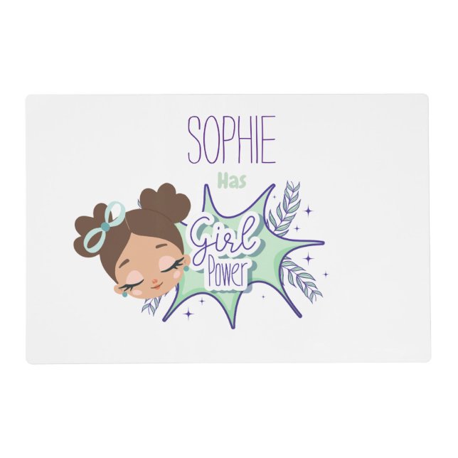 Turning one custom girls purple paper placemat (Front)