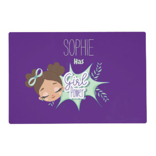 Turning one custom girls purple paper placemat