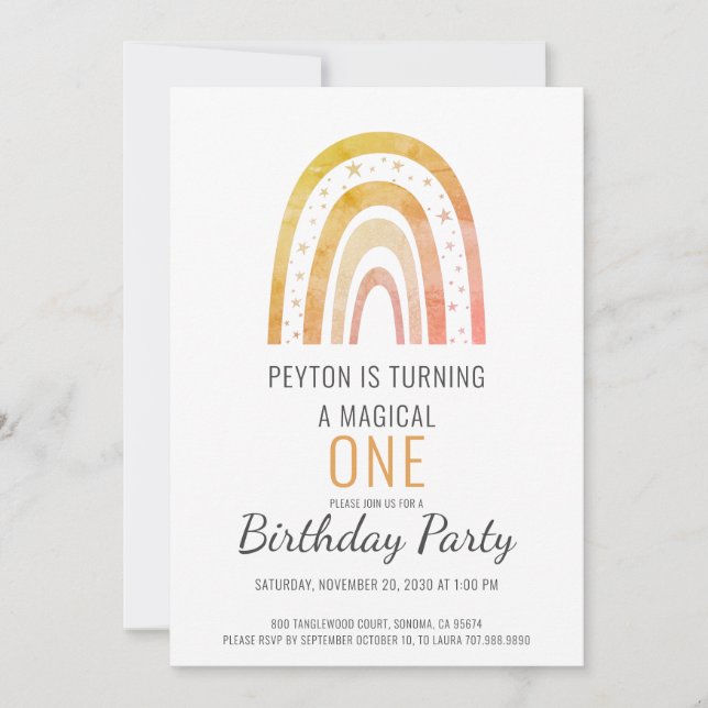 Turning One Rainbow Birthday Party Invitation (Front)