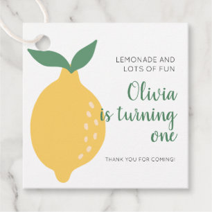 Turning One Yellow Lemon 1st Birthday Favor Tags