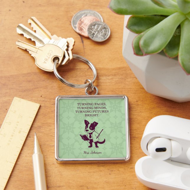 Turning Pages Turning Minds Turning Futures Bright Keychain (Desk)