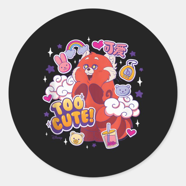 Turning Red Too Red Panda Classic Round Sticker (Front)