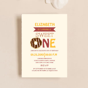 turning sweet one donut colorful kid's birthday invitation
