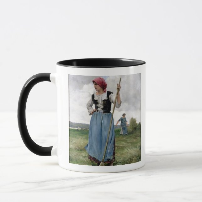 Turning the Hay (oil on canvas) Mug (Left)