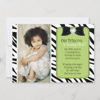 Turning Three - Zebra Birthday Party Invitation