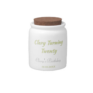 Turning twenty birthday green gray pastel retro candy jar