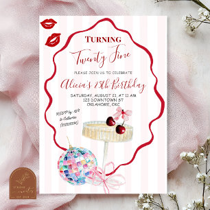 Turning Twenty Fine 25th Birthday Invitation