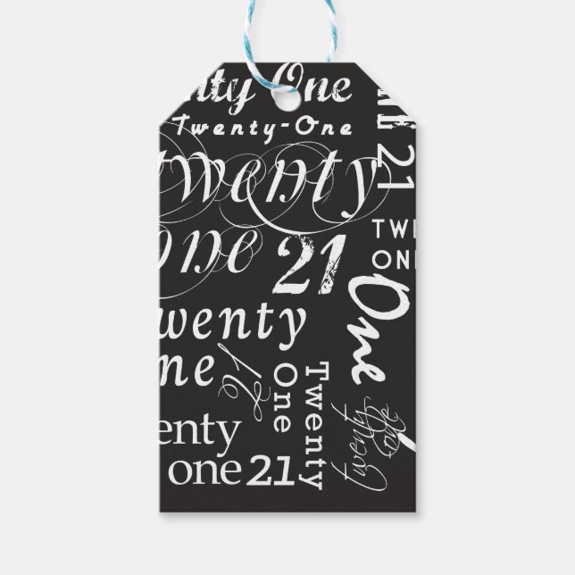 Turning Twenty One Gift Tags (Front)