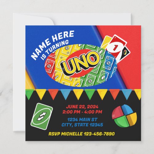 Turning UNO Birthday Invitation