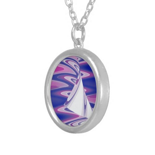 Turning waves silver plated necklace