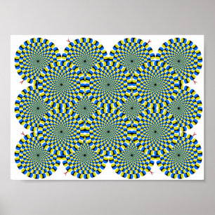Turning Wheels Optical Illusion Green Hypnotize Poster