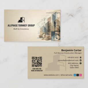 Turnkey Construction Services   Brown Sktech Business Card