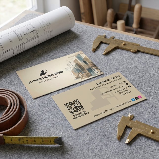 Turnkey Construction Services | Brown Sktech Business Card (Creator Uploaded)