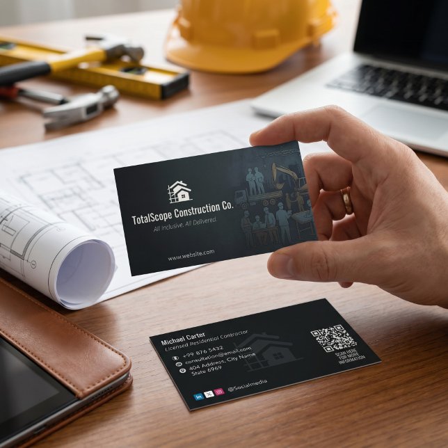 Turnkey Construction Services | Minimalist Black Business Card (Creator Uploaded)