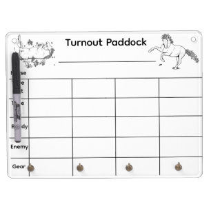 TUrnout Paddock Planner Dry Erase Board With Keychain Holder