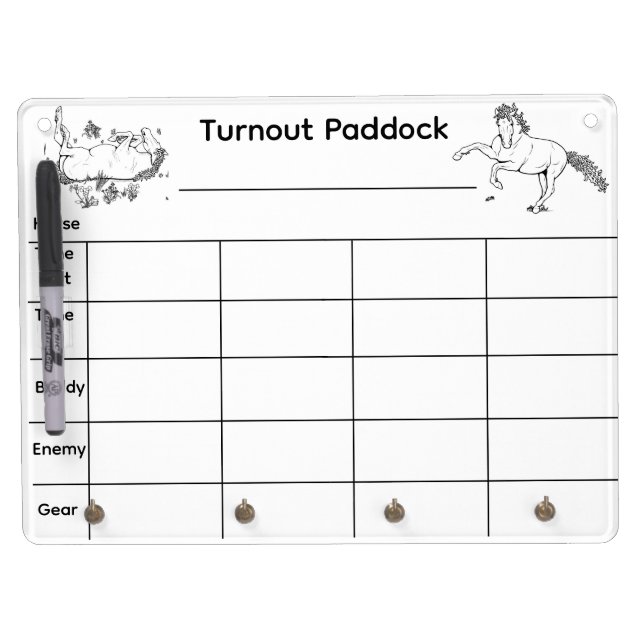TUrnout Paddock Planner Dry Erase Board With Keychain Holder (Front)