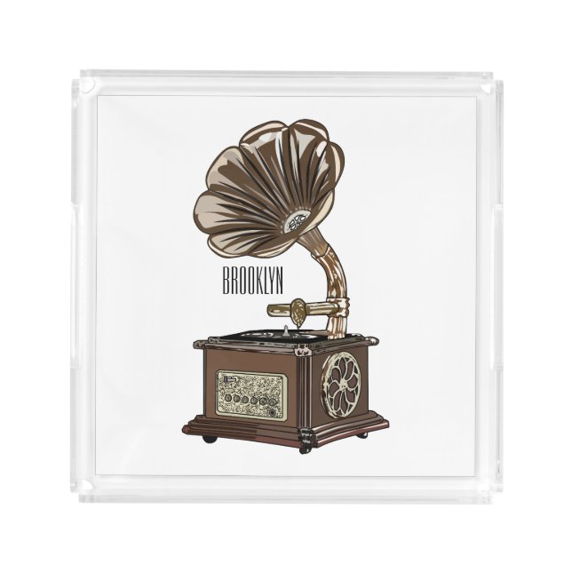 Turntable cartoon illustration  acrylic tray (Front)