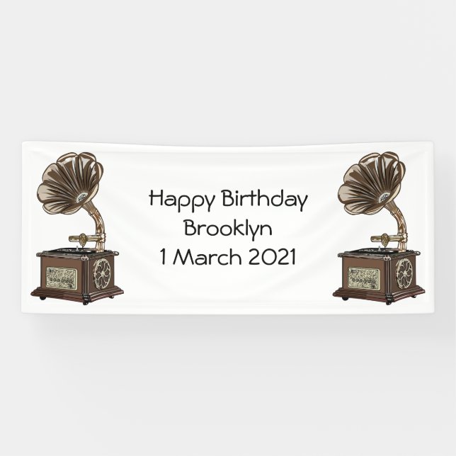 Turntable cartoon illustration banner (Horizontal)