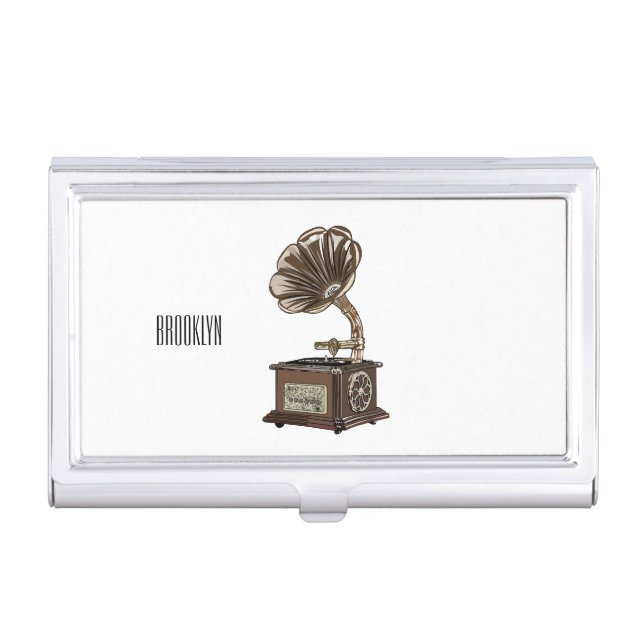 Turntable cartoon illustration  business card case (Front)