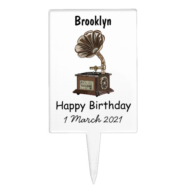 Turntable cartoon illustration cake topper (Front)