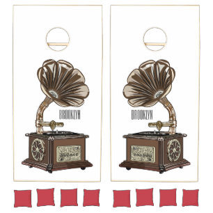 Turntable cartoon illustration cornhole set