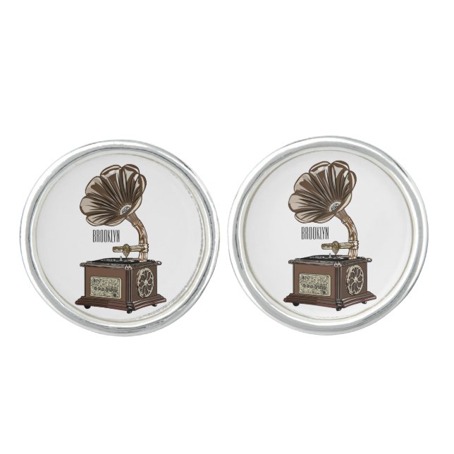 Turntable cartoon illustration  cufflinks (Front)
