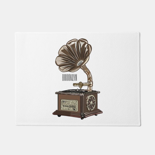 Turntable cartoon illustration  doormat (Front)