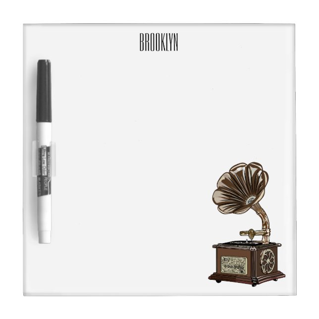 Turntable cartoon illustration  dry erase board (Front)