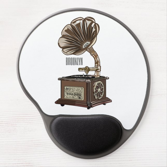 Turntable cartoon illustration  gel mouse pad (Front)