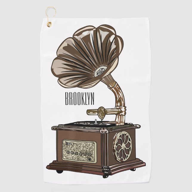 Turntable cartoon illustration  golf towel (Front)