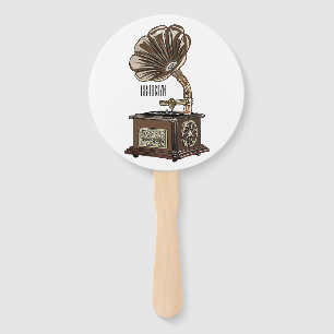 Turntable cartoon illustration hand fan