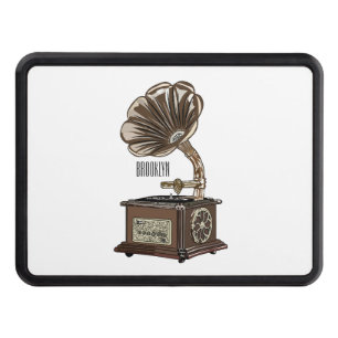 Turntable cartoon illustration  hitch cover