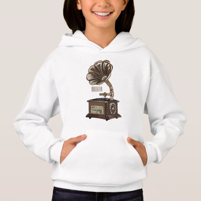 Turntable cartoon illustration  hoodie (Front)