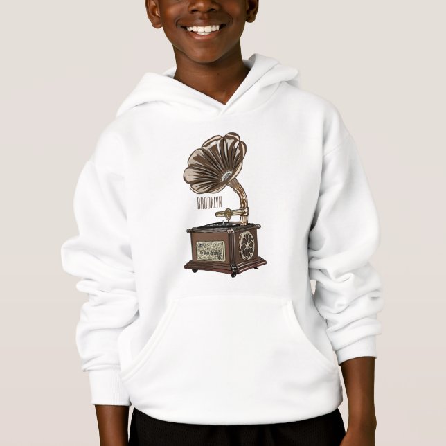 Turntable cartoon illustration  hoodie (Front)