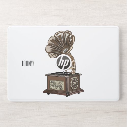Turntable cartoon illustration  HP laptop skin